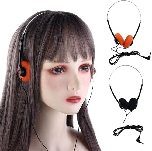 2 Pcs Black Retro On Ear Headphones, Lightweight Portable Headphone with Adjustable Headband, Wired Stereo Headphones, Over-Ear — view 5