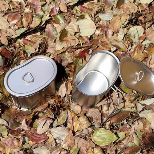Goetland US Military Style Stainless Steel US Army Canteen Cup with Lid 0.7 qt 800 ml Water Cup Travel Mug Camping Coffee Mug — view 6