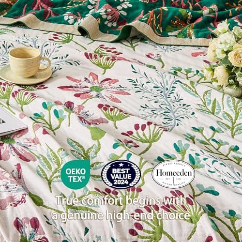 Homeeden 100% Organic Cotton Boho Throw Blanket for Sofa and Bed 130x160cm — view 6
