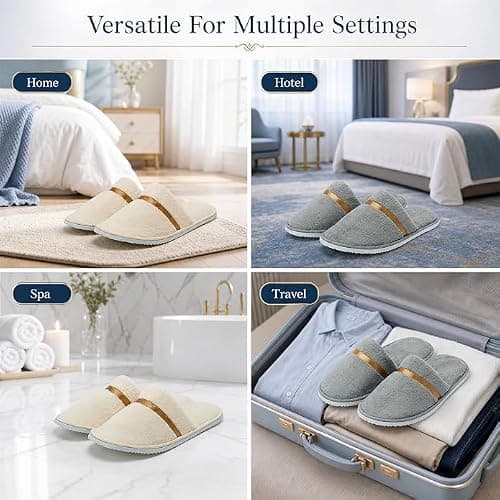 Defresit 10 Pairs Hotel Slippers, Spa Slippers Reusable Travel Portable — view 6