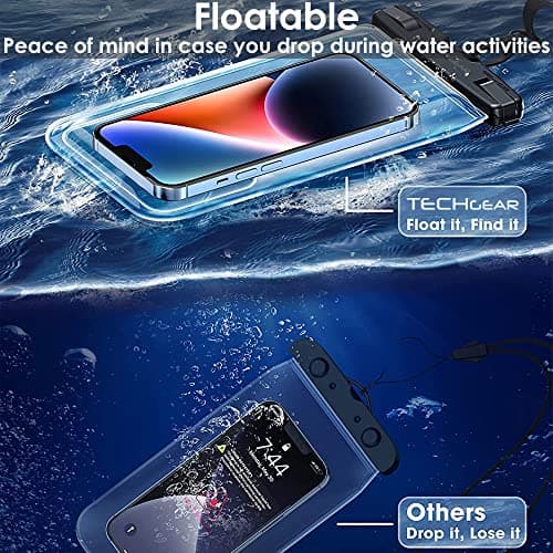 TECHGEAR Waterproof Phone Pouch, IPX8 Floating Case for Swimming, Waterproof Phone Bag with Lanyard Compatible for iPhone 17 16e 16 15 14 13, Samsung Galaxy S25 S24 S23 S22+ S21 Ultra A17 A16 A36 A55 — view 5