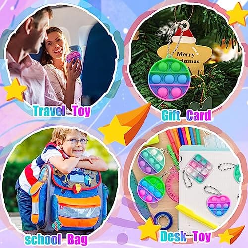 TOANWOD 30PCS Party Bag Fillers for Kids: Party Favours Pop Bubbles Fidget Toys - Mini Pop Poppet Keyring Pinata Fillers - Multipack Birthday Class Gifts for Girls Boys — view 4
