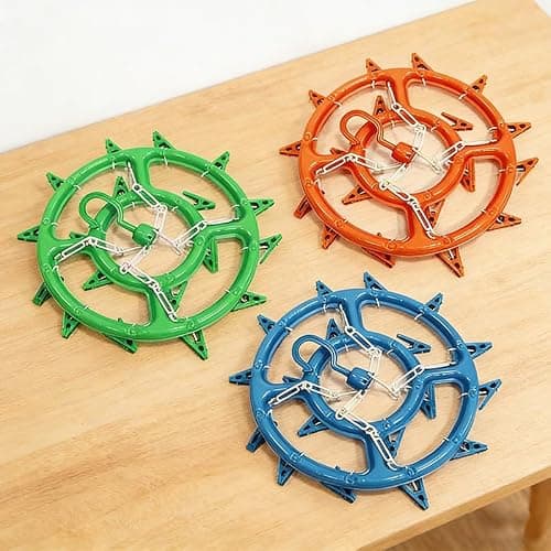 Round Clothes Hanger with 18 Hooked Pegs 32cm Washing Line Drying Rack Space Saving Laundry Organiser for Socks Underwear Small Garments Travel Home Use Plastic Clothes Airer Random Colour — view 5