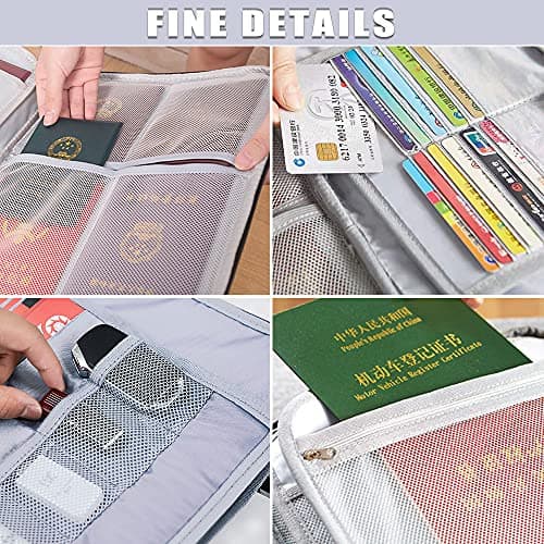 Safe Document Bag with Lock, Multi-Layer File Storage Box, Document Organizer Bag for Home Office Travel,Portable Storage Bag For Ipad,Cash,Jewelry,Passport,Certificates(Gray) — view 2