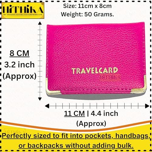 HITHIKA - New Leather Oyster Travel Card Bus Pass Holder Wallet Rail Card Cover CASE (Hot Pink) — view 2