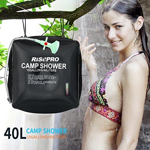 RISEPRO Solar Shower Bag 40L 10 gallons Solar Heating Camping Outdoor Shower Bag with Temperature Hot Water 45°C Hiking Climbing Picnic Beach — view 5