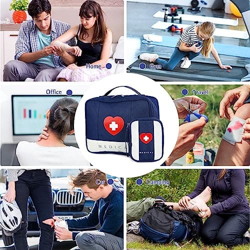 Romon 2 Pieces Travel First Aid Bag, Waterproof Empty First Aid Kit, High Capacity Portable Sports Medical Bag, Empty Medical Kit for Travel Office Home Outdoor — view 6