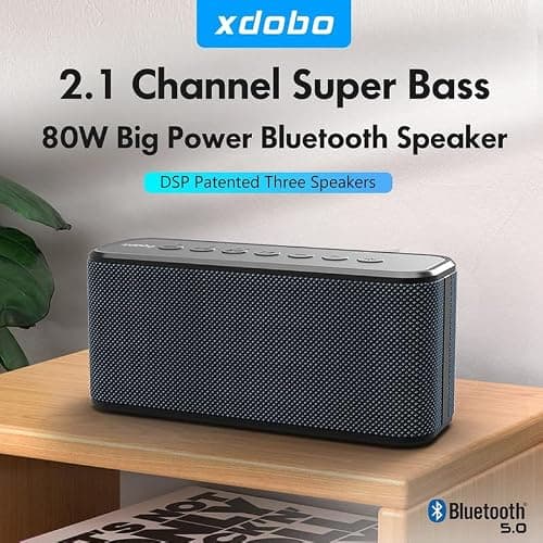 xdobo X8 Plus Portable Bluetooth Speaker, 80W Loud Stereo with TWS, IPX5 Waterproof, 12H Playtime, Type-C Charging, 360° Surround Sound, Deep Bass — view 3