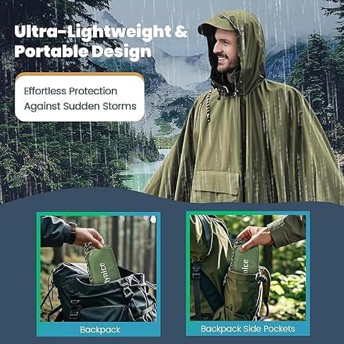 Stynice Lightweight Rain Poncho Waterproof Adult, Reusable Rain Coats for Women & Men with Hoods and Pocket, Rain Poncho Adult Waterproof Poncho for Outdoor Hiking Camping Traveling — view 4