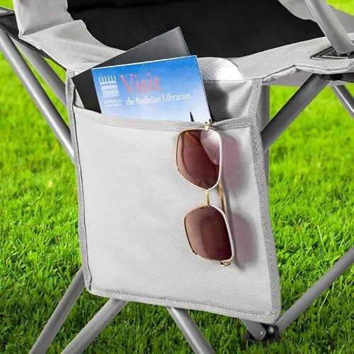 Camping Chair,Premium Padded Folding Camping , Outdoor Seats with High Back & Cup Holder & Side Pockets,Waterproof Chair 120kg Weight Capacity for Garden Picnic Beach Directors(Black) — view 5