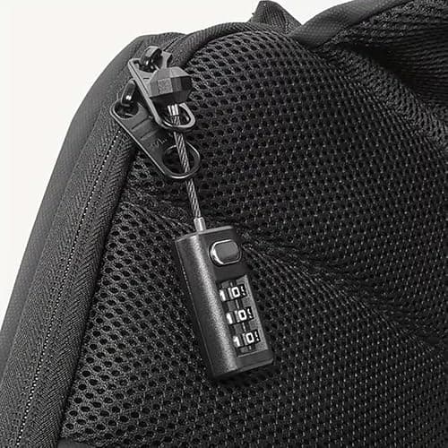 3-Digit Combination Backpack Lock - Resettable Compact Travel Luggage Padlock, Security Braided Steel Cable Lock for Suitcases, Gym Lockers, Laptop Bags & Dorm Cabinets - Durable Rust-Proof ABS — view 5