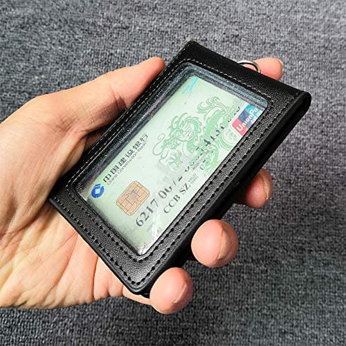Hibate Genuine Leather Oyster Card Holder Bus Travel Pass Holders - Black — view 5