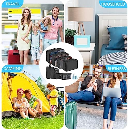 Jsdoin Packing Cubes for Suitcase,9 PCS Travel Luggage Packing Cubes for Backpack, Waterproof Essentials Suitcase Organiser Bags, Travel Accessories (Black) — view 2