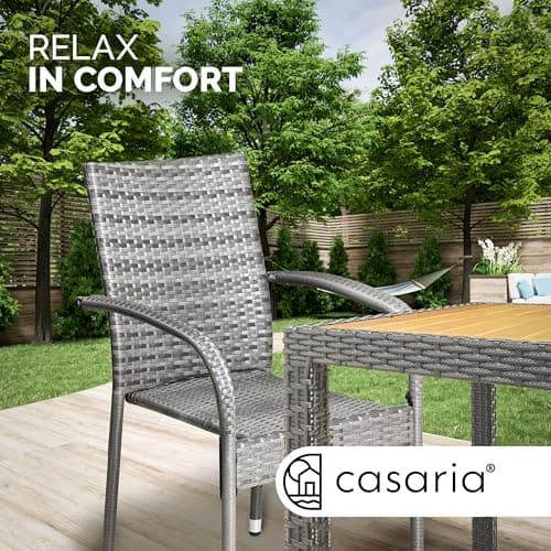 CASARIA® Garden Chairs Set of 4, Stackable Rattan Outdoor Dining Chairs — view 4
