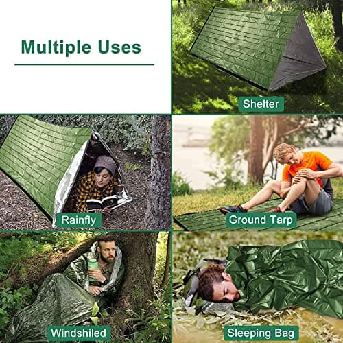 HONYAO Emergency Bivvy Bag, Survival Sleeping Bivy Bags, Rescue Blanket Portable Waterproof Shelter with Survival Whistle, Reusable for Outdoor Camping, Hiking - 1 Pack — view 4