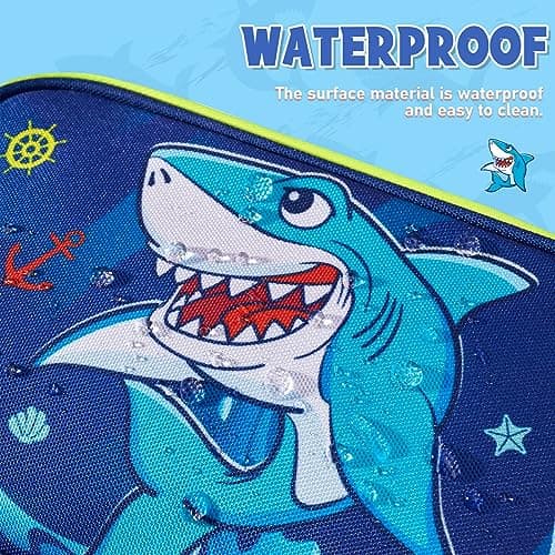 Shark Toiletry Bag - Travel Toiletry Bag Boys Kids Toiletries Travel Bag for Camping Trip Home Water-Resistant Portable Boys Dopp Kit for Birthday Gift Organizer with Mesh Pocket — view 3