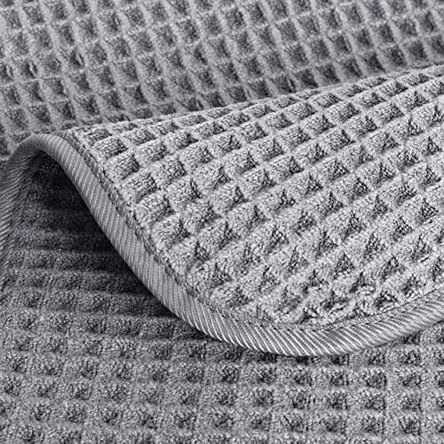 POLYTE Microfibre Lint Free Washcloth Face Towel, 33 x 33 cm, 4 Pack (Grey, Waffle Weave) — view 4