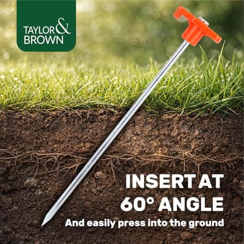 Taylor & Brown 20 Pack Heavy Duty Metal Tent Pegs Ground Pegs - Hard Ground Camping Pegs For Tent, Awning & Tarpaulin, Long Steel Rock Ground Stakes With Plastic Storage Case — view 4