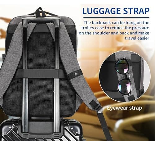 Flex Waterproof Business School Laptop backpack Cpllege Rucksack Men Women Fits 15.6'' Laptop Large Lightweight Travel Black Backpack Cabin Bag With USB Portal Padded Shoulder Straps Padded Back panel — view 3