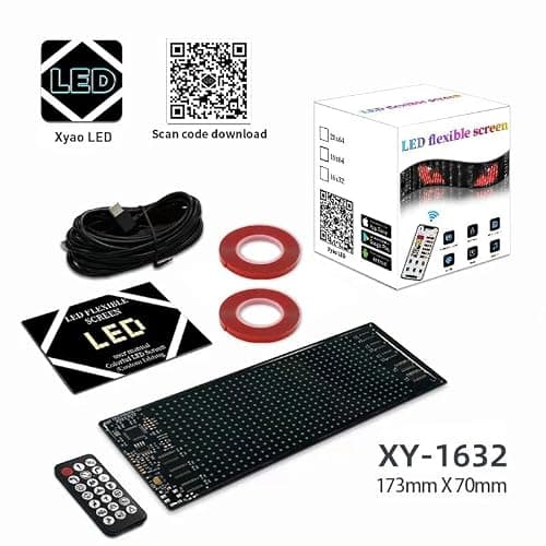 Programmable Car LED Flexible Display Sign – USB & App Controlled RGB Scrolling Text, Animations & Patterns – Bendable Thin Panel for Car Window, (black, 7.0 × 17.3 cm) — view 2
