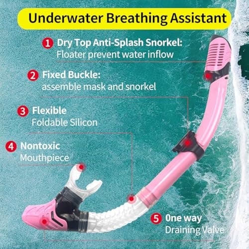 POPOYU Snorkel Set Adults,Snorkeling Mask Adult,180° Panoramic Anti-Fog Snorkel Mask with Dry Top Valve,Anti-Fog Anti-Leak Scuba Snorkeling Packages for Swimming Snorkeling,Scuba Diving Swimming — view 5