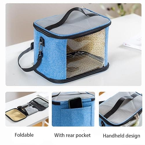 Haimusan Bird Carrier Bag Bird Travel Cage, Indestructible Stainless Steel Mesh Backpack for Parrot, Portable Bird Travel Bag, Pet Transparent Breathable Travel Cage (Grey) — view 3