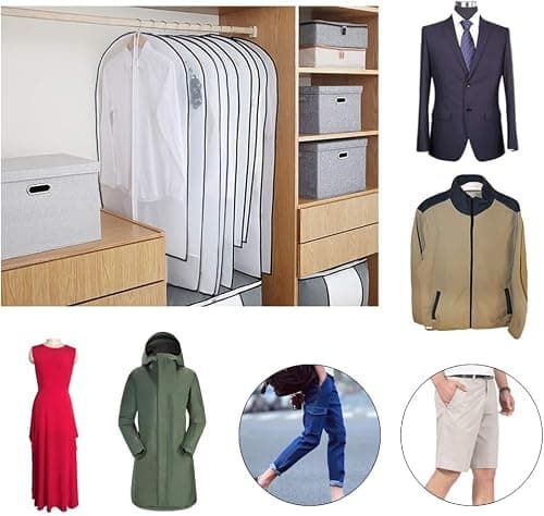 Moth Proof Clothes Covers, Waterproof Dustproof Garment Bags with Zip PEVA Translucent Garment Covers Bags for Clothes Storage 6pcs 60 * 80cm (60 * 80) — view 2