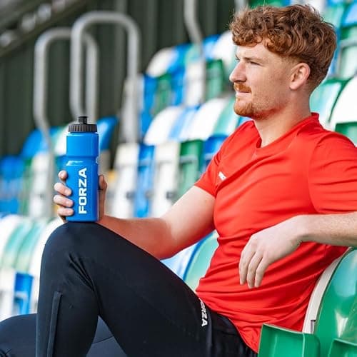 FORZA Water Bottles + Carrier Set [8x Bottles] | Hygeine [1L] or Sports Bottle [750ml] with Stackable Carrier for Football, Rugby, Training, Gym & Teams (Blue, Sports Bottles) — view 3