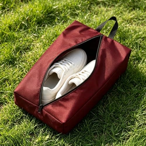 Waterproof Oxford Shoe Storage Bags, Dustproof Zippered Organiser Pouch for Trainers | Wine Red Gym & Travel Accessories — view 6
