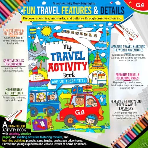 G4GADGET Activity Books Pack of 2 | My Travel Activity Book & My Around The World Activity Book | Educational Travel Games, Puzzles & Learning Activities | Screen-Free Fun — view 3