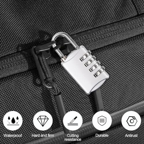 mizikuu 6 Pack Luggage Locks Code Padlock, Combination Padlocks 4 Digit Pad Lock Small Padlock for Suitcase Padlocks Weatherproof Zinc Pad Locks with Code for Doors, Garages, Gyms Lockers — view 3