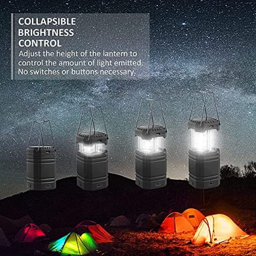 ROCAM Rechargeable Camping Lights, LED Solar Camping Wind up Lantern, Hand Crank Emergency Light with 3000mAh Battery for Camping, Hiking, Fishing, SOS, Outdoor, Power Cuts-Black — view 5