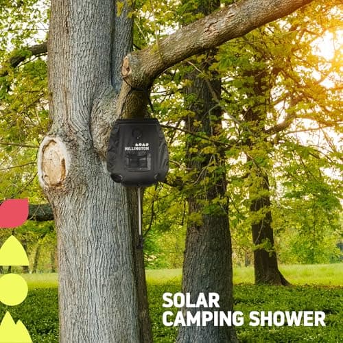 Hillington Solar Powered Camping Shower Complete with Heavy Duty 20L PVC Bag, Long Flexible Hose and Adjustable Shower Head and Temperature Display Thermometer — view 2