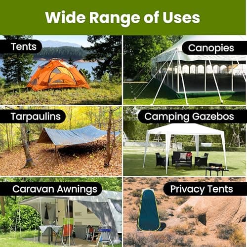 Heavy Duty Tent Pegs - 22cm x 20 Pack Black Hard Ground Tent Pegs with Storage Bag, Carabiner, Rubber Rings, Socket Bit and Mallet - Galvanized Camping Pegs for Outdoor — view 5