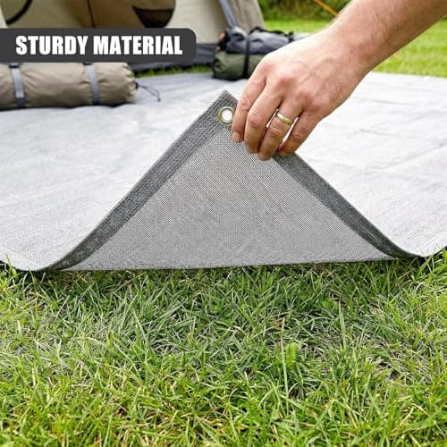 GEEZY Breathable Camping Floor Mat Awning Carpet - 250x300cm Grey Tent Groundsheet for Caravan, Motorhome & Gazebo - 140gsm UV Stabilised, Easy Clean Outdoor Rug with 4 Pegs Included — view 5