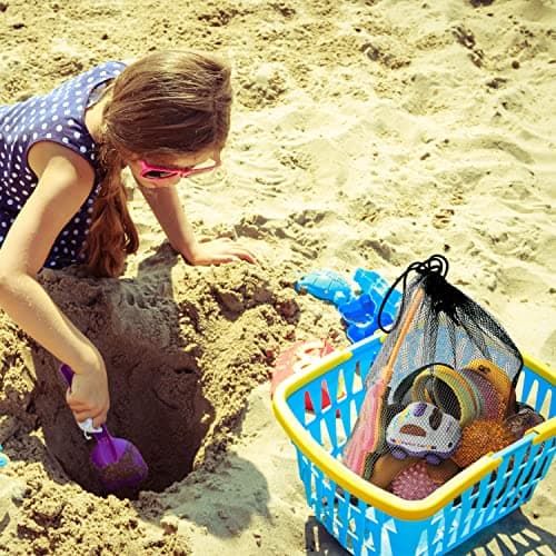 ALLY-MAGIC Large Mesh Drawstring Bag, Net Beach Tote Bag Mesh Stuff Sack Storage Bag with Drawstring Multi Functional Nylon Bags for Swimming Beach Pool Sand Toys Equipment Travel and Sports Y7STCSD — view 4