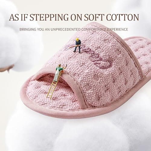 SJTJSPX Hotel Slippers Non-Disposable Guests' Slippers Women's Indoor Slippers House Shoes Open Toed Cotton Breathable Slippers for Travel Spa Salon Party Bride Slipper Folding — view 5