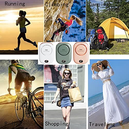 Mini Wearable Personal Fan, Hanging Neck Rechargeable Portable Summer Cooling Fan with Lanyard and Bracket, Powerful 3 Speed 120 Degree Wide-angle Clip on Waist Outdoor Bladeless Small Fans (Pink) — view 6