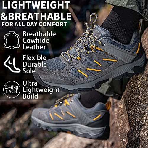 SILENTCARE Walking Shoes Mens Waterproof Low Rise (Grey UK 9) — view 6