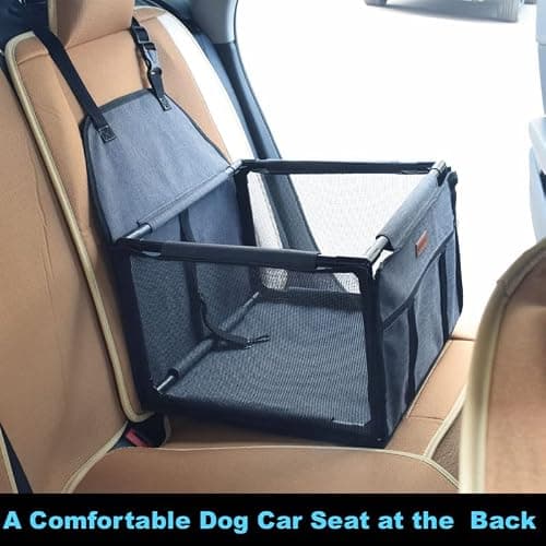 GoBuyer Waterproof Pet Dog Car Seat Booster Carrier Box and Basket with Seat Belt Harness Restraint for Puppy Cat Travel (Grey, Standard 40x40cm) — view 6