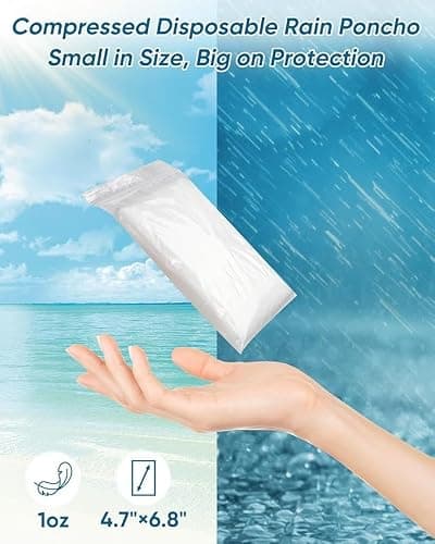 JXJIUA Rain Ponchos with Drawstring Hood Disposable Emergency Poncho for Adults, Men/Women Raincoats Clear, 6 Pack — view 6