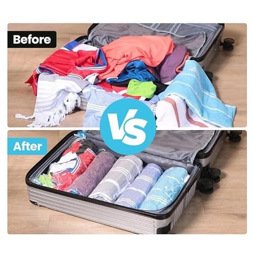 Compression Bags for Travel, 15-Pack Vacuum Storage Bags (5S/5M/5L) Roll-Up Space Saver Bags, No Need For Vacuum Machine Or Pump, Reusable Vacuum Travel Storage Bag — view 6