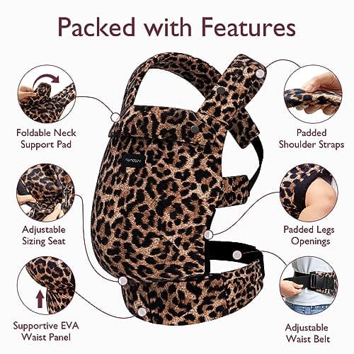 Momcozy Baby Carrier for 3-24M/3.2-20kg, Waist 64-127cm, Cotton Leopard — view 4