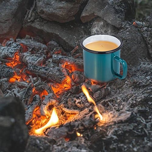 HaWare Enamel Coffee Tea Mug Set of 4 Red/Yellow/Blue/Green Enamel Drinking Cups, Ideal for Home/Office/Travel/Camping, Resusable & Portable, 350 ml-12 Ounce — view 4