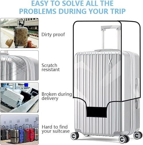 Flintronic Travel Luggage Clear PVC Cover, Luggage Cover Reusable, Suitcase Cover Washable, 30 Inch Suitcase Protective Cover, with Luggage Tag*1 — view 6