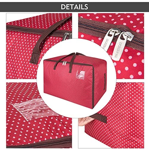 DOKEHOM 105L Large Storage Bag with Zip, Underbed Clothes Organizer, Red — view 6