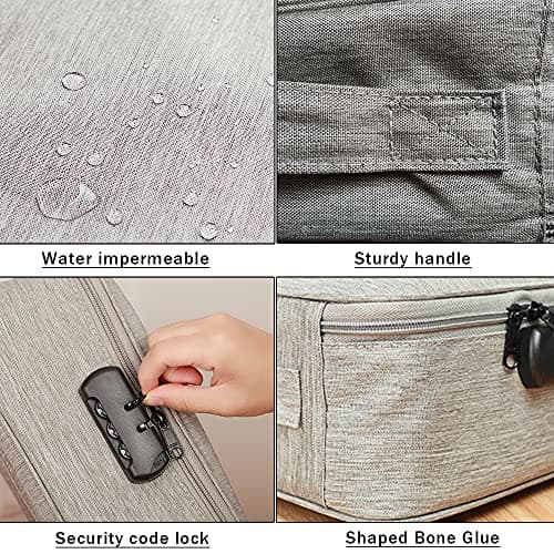 Safe Document Bag with Lock, Multi-Layer File Storage Box, Document Organizer Bag for Home Office Travel,Portable Storage Bag For Ipad,Cash,Jewelry,Passport,Certificates(Gray) — view 4