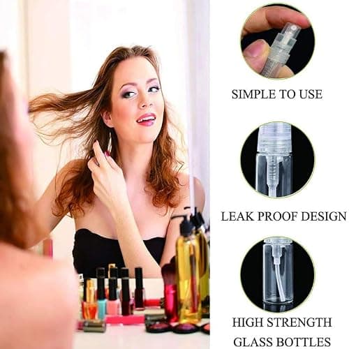 50PCS Mini Spray Bottle Clear Plastic Spray Bottle Empty Fine Mist Refillable Mini Perfume Bottle Small Empty Sample Containers Bottle for Cleaning Travel Essential Oils Perfume (3ML,Grey) — view 4