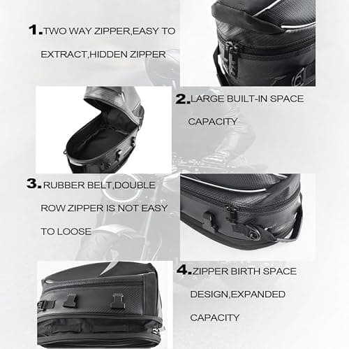 DIALFA Motorcycle Tail Bag for Triumph Trident 660 2021-2024, Moto Tail Bag Waterproof Expandable Motorcycle Panniers Box Motorbike Saddlebag Travel Luggage Accessories,A Red — view 5