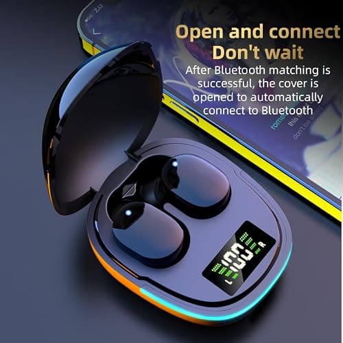 HOGKMOHK Wireless Earbuds, Earphones Bluetooth 5.3, Touch Control Noise Reduction Headphones for Work/Sport,HiFi Digital LED Display Charging Case, IP7 Waterproof Mini Ear Buds — view 5